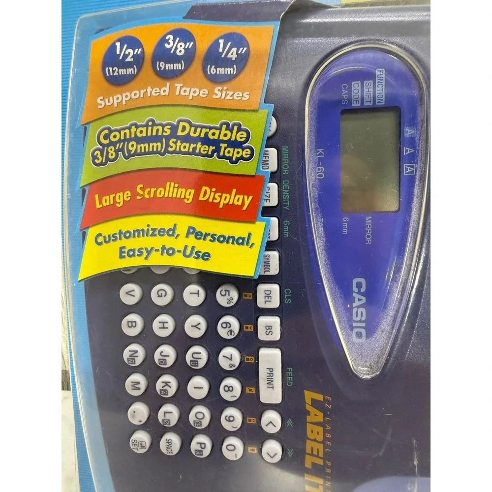 Casio KL-60 EZ-Label Printer Label It! Compact System New In Package Blue